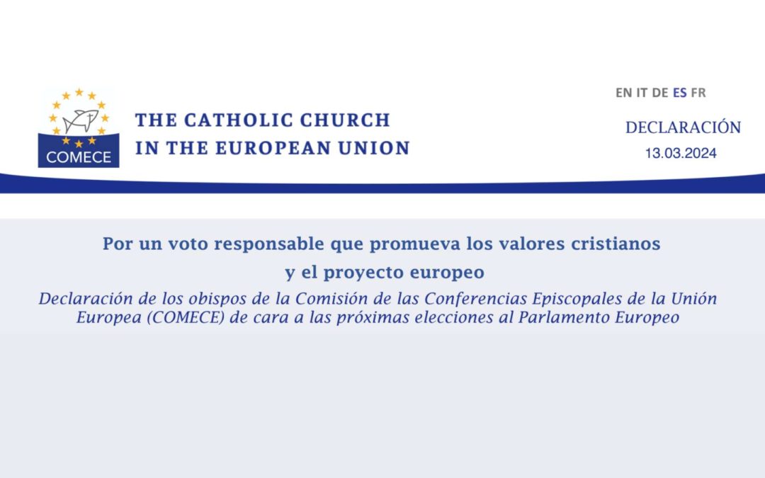 Por un voto responsable que promueva los valores cristianos  y el proyecto europeo